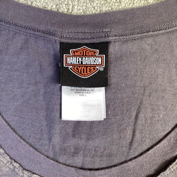 Harley Davidson Skull Rose Graphic Top Lace Up Shoulder Womens Large - Picture 3 of 5